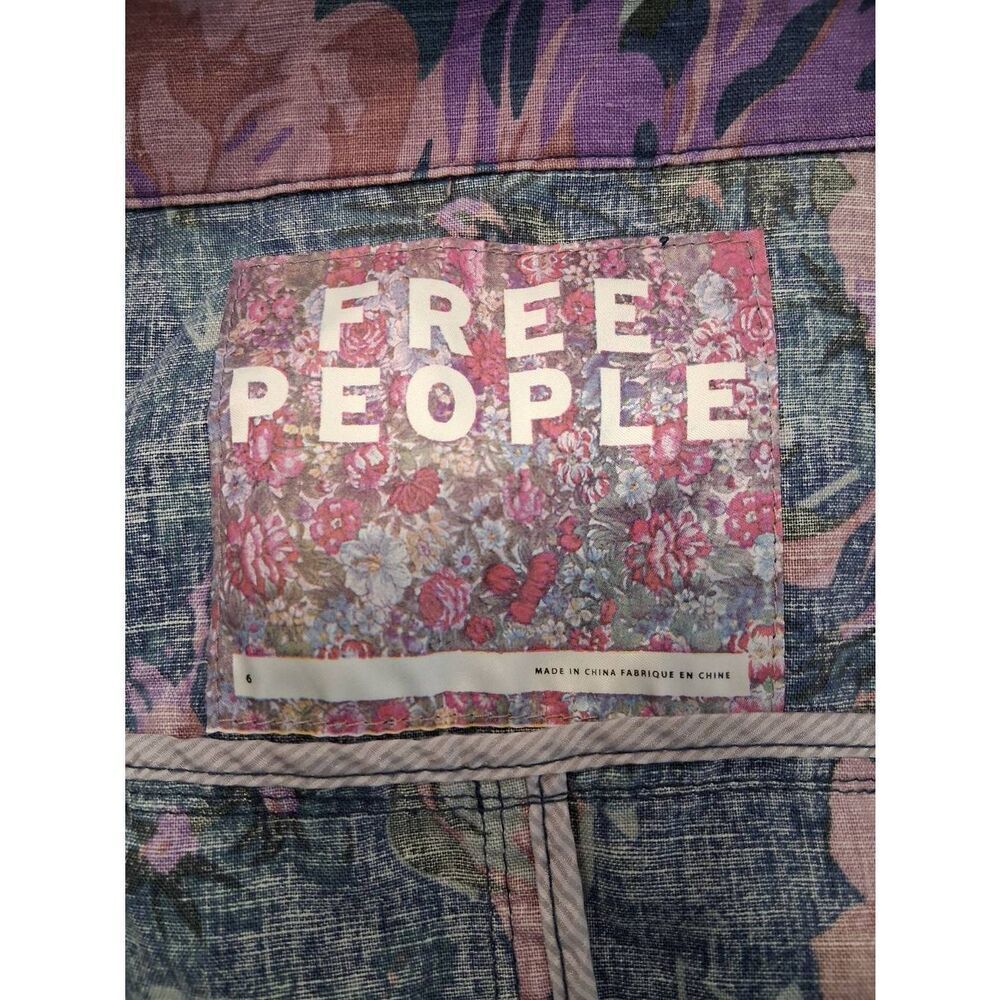 Free People womens size 6 linen lightweight jacket blue purple spring summer - Picture 7 of 10